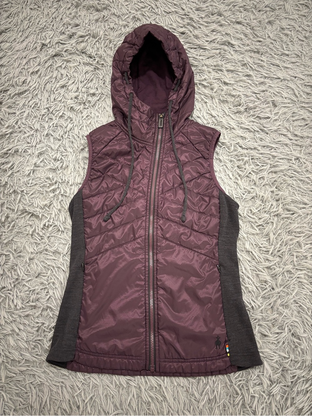 Smartwool Women’s Puffer Vest Hoodie Merino Wool Purple Small Gorpcore Outdoor